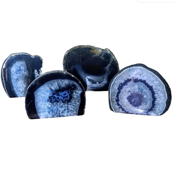 Brazilian Agate Other - Set Of 4 Blue Agate Geode Sections​